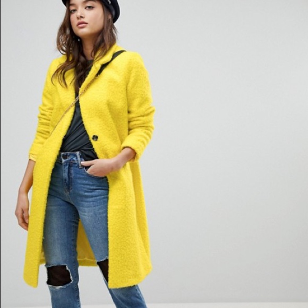 River Island button down overcoat in yellow